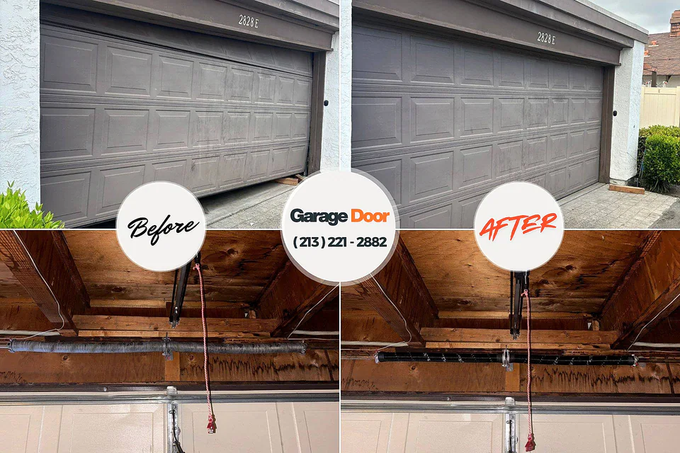 Before and after: garage door repair Greenville, NC